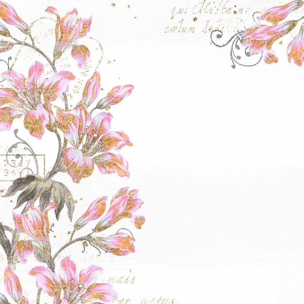 Quadro de flores vintage png gráfico estético em fundo transparente