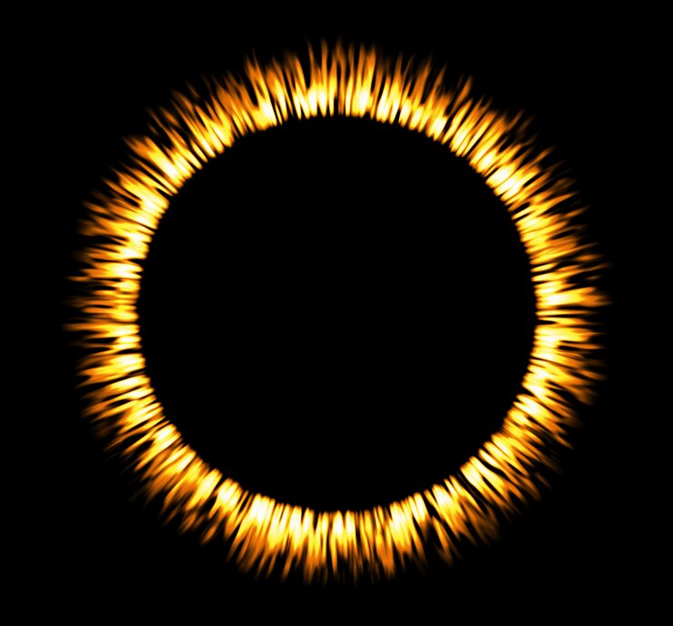 Foto quadro de fogo redondo. eclipse de fogo ou redemoinho de fogo