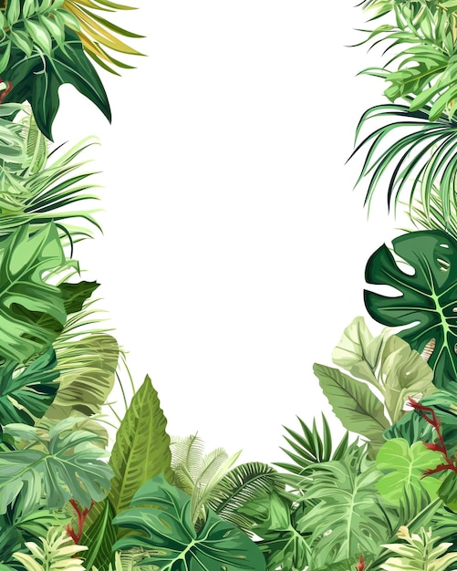Quadro de folhas tropicais sobre um fundo branco