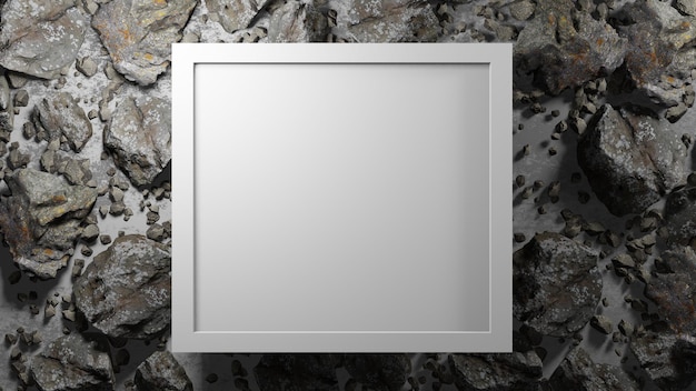 Quadro de foto em branco na rocha