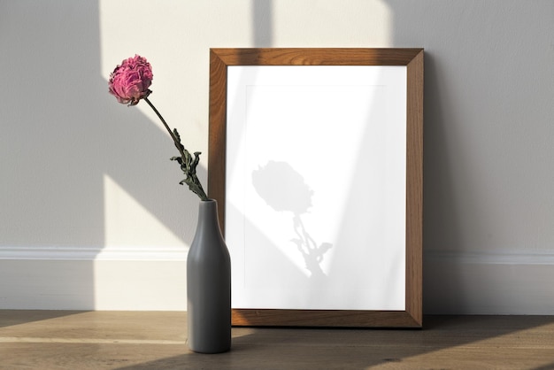 Quadro de foto png maquete de flor decoração de vaso design transparente