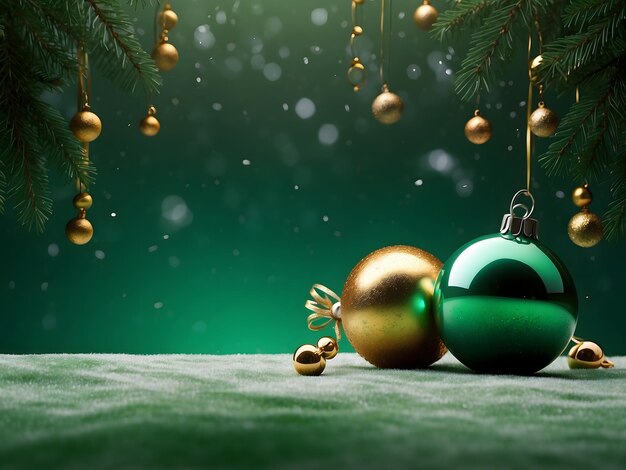 Quadro de fundo de Natal verde com espaço de cópia Fundo de Natal com um grande sino de jingle