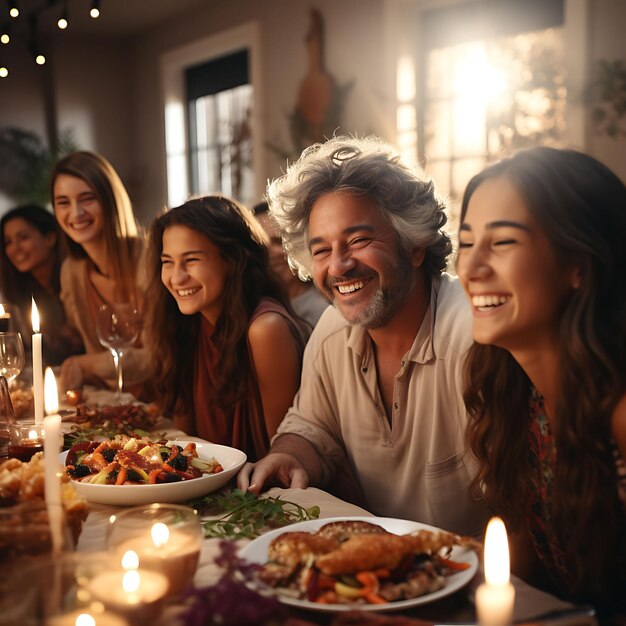 Quadro de gratidão, uma cena comovente capturando a ideia de design do feriado de Ação de Graças da Essenc