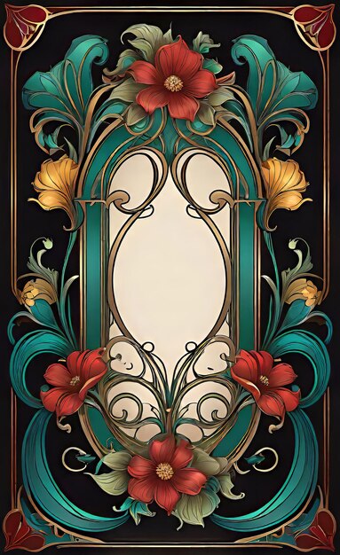 Foto quadro de ilustração vetorial com padrão floral em estilo retro vintage com ornamentos decorativos