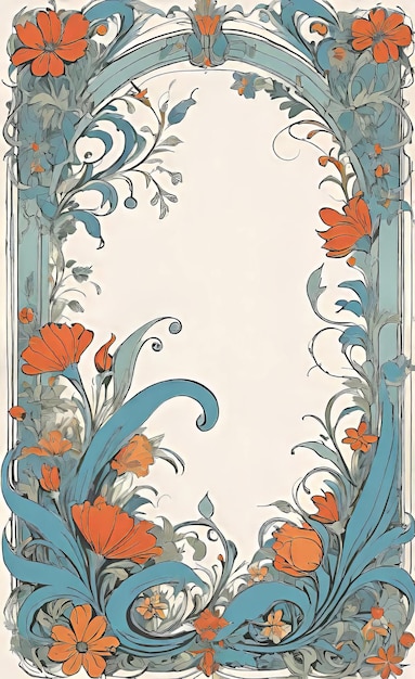 Foto quadro de ilustração vetorial com padrão floral em estilo retro vintage com ornamentos decorativos