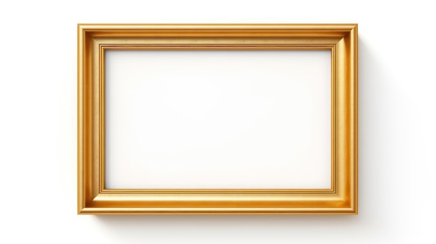 Quadro de imagem dourado isolado em fundo branco renderização 3D Mock up IA generativa