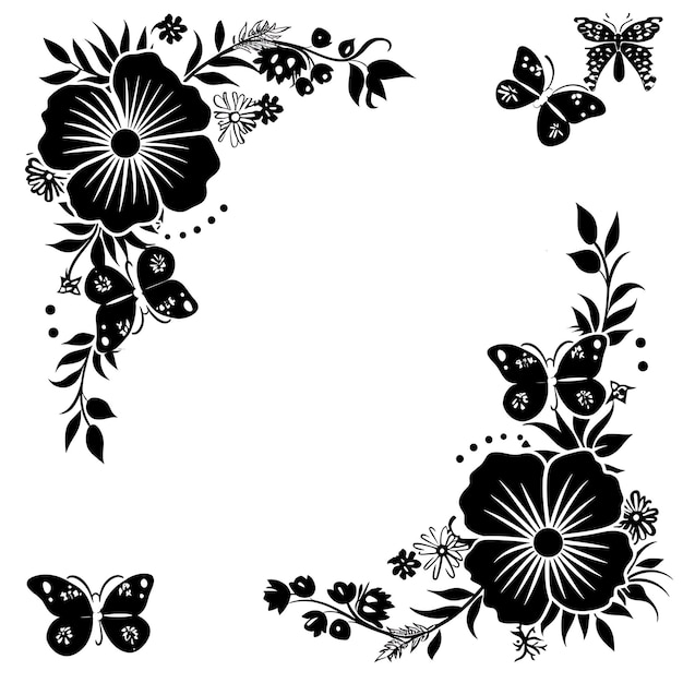 Quadro de imagem Quadro de arte CNC com desenhos de flores e borboletas Sma CNC Die Cut Outline Tattoo
