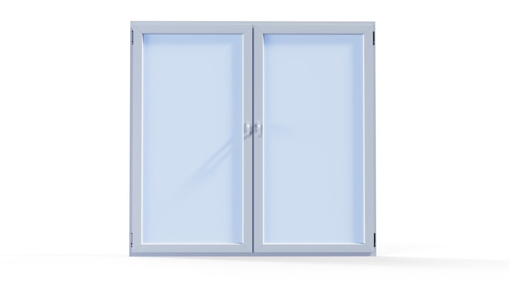 Foto quadro de janela renderizado em 3d em fundo branco