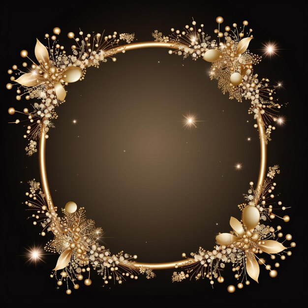 Foto quadro de luxo dourado espumante vazio elemento de design de natal