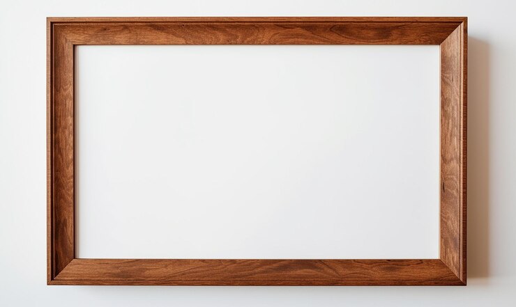 Quadro de madeira castanho limpo para exibição de imagens na decoração doméstica