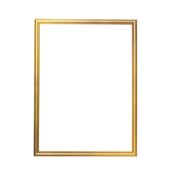 Quadro de madeira dourada para pintura ou quadro sobre fundo branco isolado