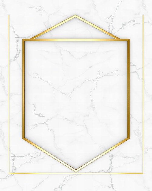 Quadro de mármore de hexágono dourado