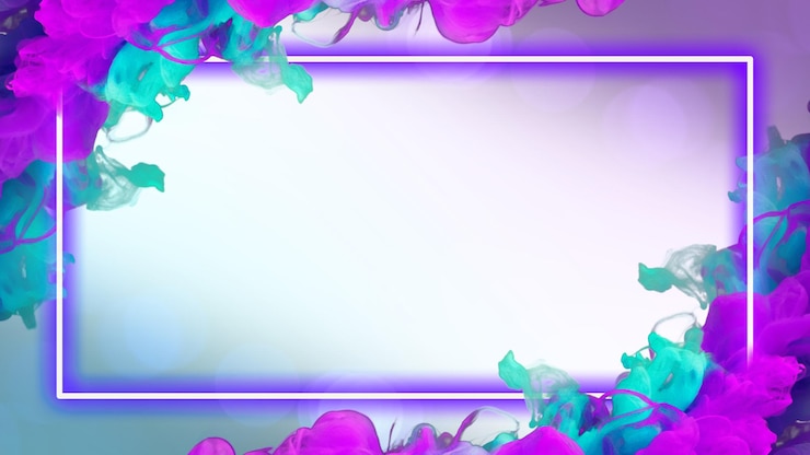 Foto quadro de néon png efeito de fumaça roxo