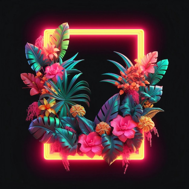 Foto quadro de neon tropics