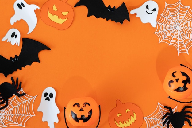 Quadro de noite de Halloween com morcegos e Jack Lanterns