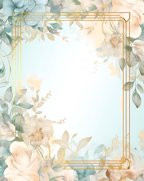 Quadro de ouro com fundo floral