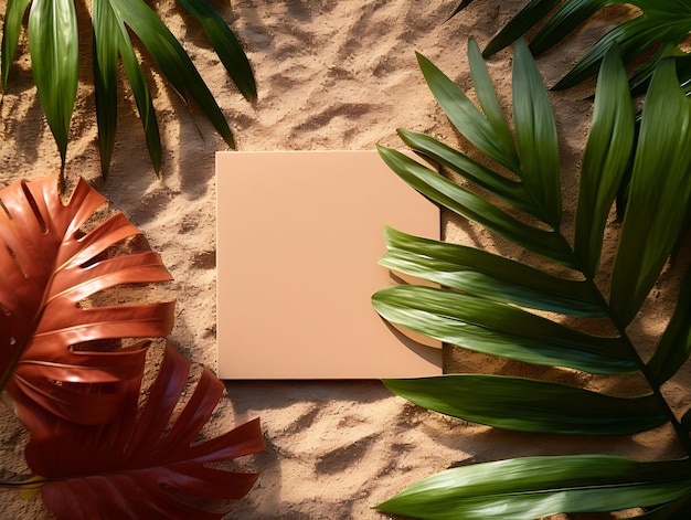 Foto quadro de papel de areia castanho claro e em branco fundo de praia de areia com arte de página em branco de postagem social