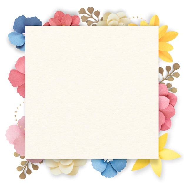 Quadro de papel decorado com flores selvagens png transparente