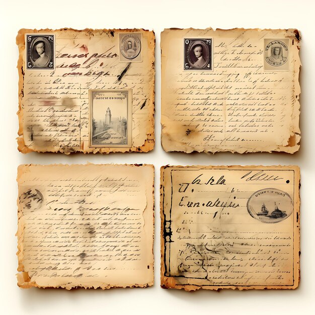 Quadro de papel postal vintage com tons de sépia desbotados Distressed Woo 2D Flat on White BG Wall Art