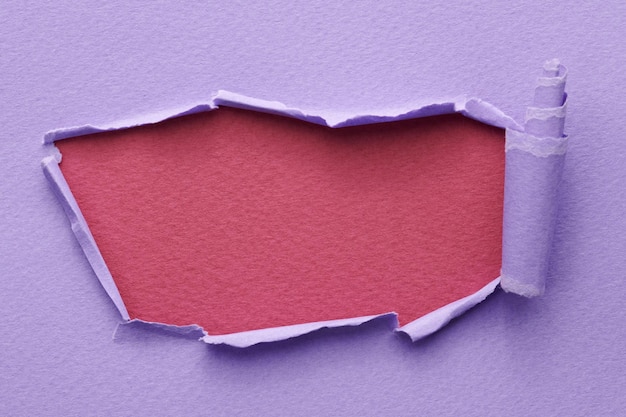 Quadro de papel rasgado com bordas rasgadas Janela para texto com espaço de cópia vermelho borgonha lilás cores pedaços de páginas de caderno fundo abstrato