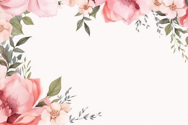 Quadro de pensionista floral com estilo de cor de água de fundo de espaço de cópia branca