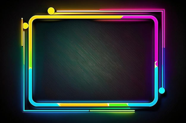 Quadro de retângulo de néon colorido isolado em fundo preto Conceito de forma geométrica brilhante durante a noite IA gerada