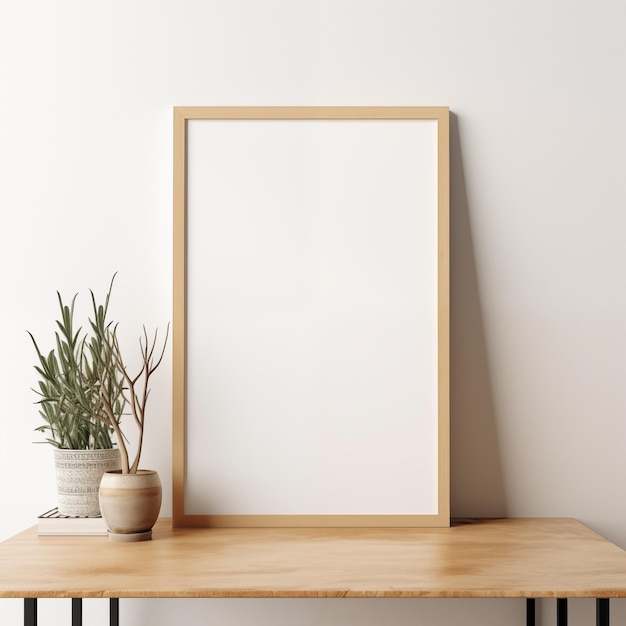 Quadro de retrato minimalista de madeira fina e clara 11x17