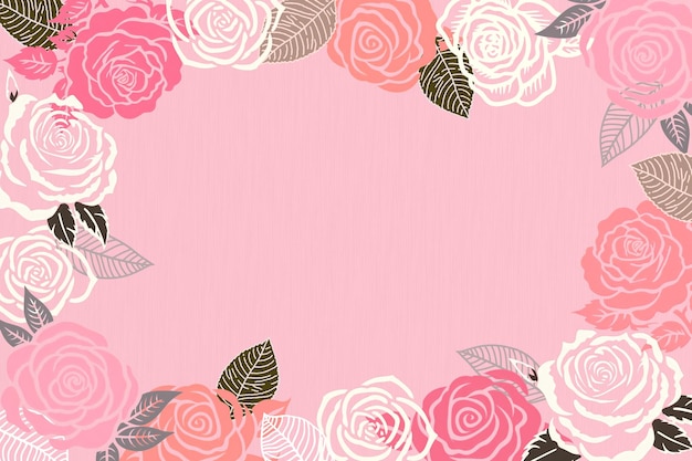 Quadro de rosas com fundo rosa
