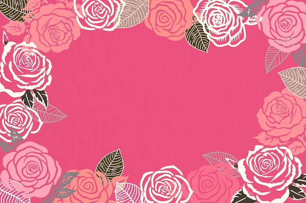 Quadro de rosas com fundo rosa
