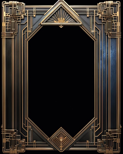 Quadro dourado art deco com ornamento Retro art deco dourado ou art nouveu em estilo dos anos vinte