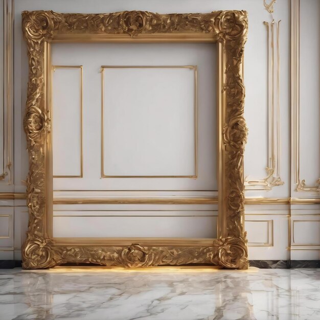 Quadro dourado sobre um fundo de mármore