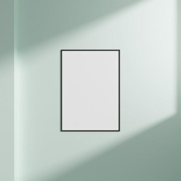 Quadro em branco em uma parede com luz natural