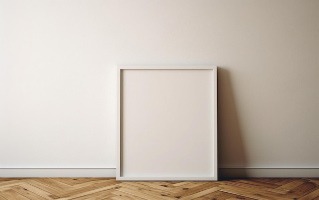 Foto quadro em branco no chão de parquet