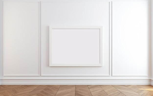 Foto quadro em branco no chão de parquet