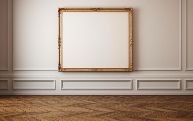 Foto quadro em branco no chão de parquet