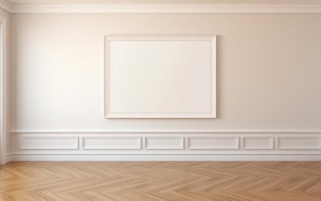 Foto quadro em branco no chão de parquet