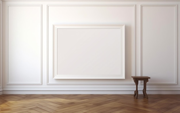 Foto quadro em branco no chão de parquet