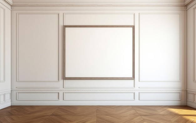 Foto quadro em branco no chão de parquet