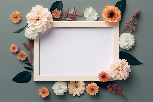 Quadro em branco para texto com flor ao redor