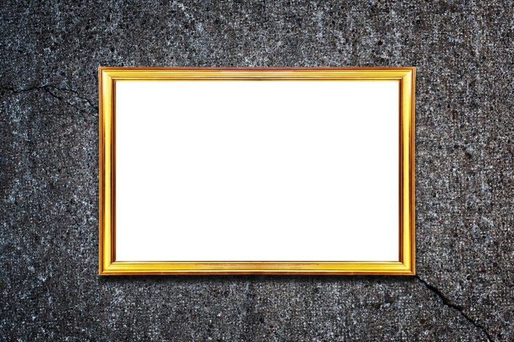 Foto quadro em uma parede de concreto com uma rachadura. isolado no branco
