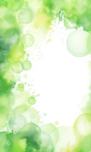 Quadro estilizado em aquarela em cores verdes sobre um fundo branco