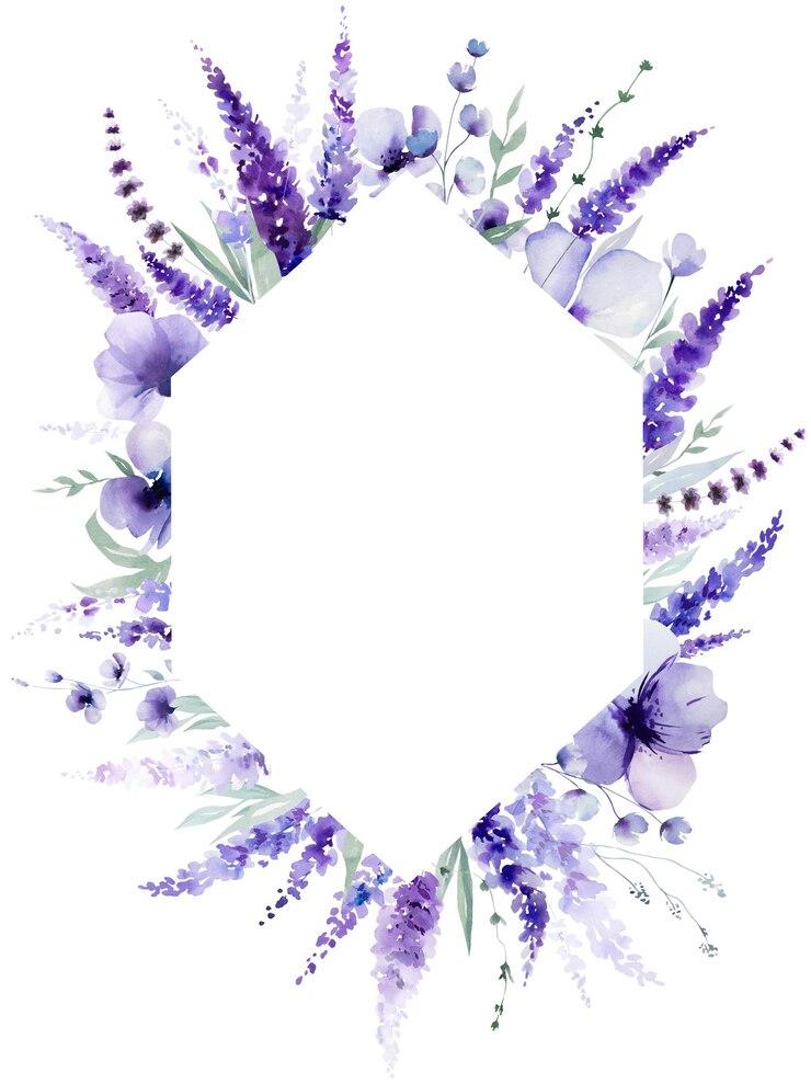 Foto quadro feito de aquarela flores de lavanda flores silvestres roxas casamento ilustração isolada