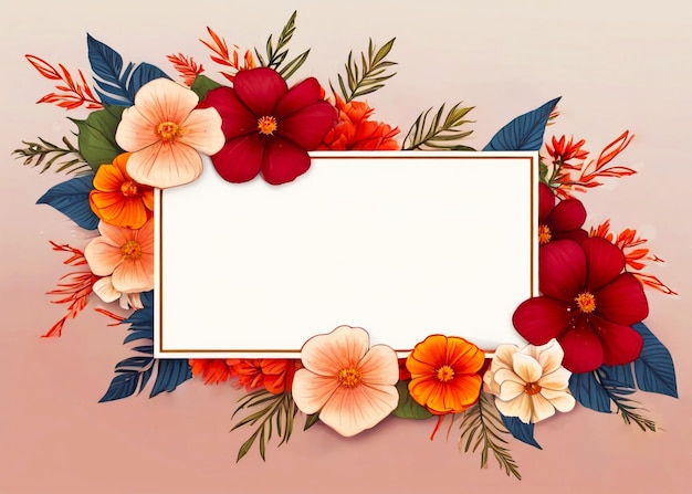 Quadro floral cartão de convite de casamento com flores de verão e primavera pode ser usado para o seu banner