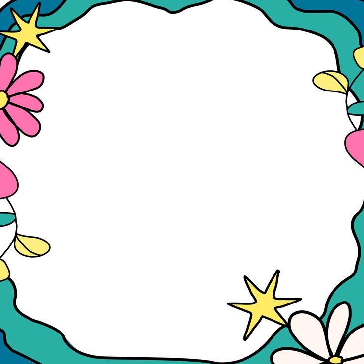 Foto quadro floral png desenho de doodle de fundo transparente