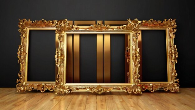 Quadro fotográfico retângulo decorativo dourado