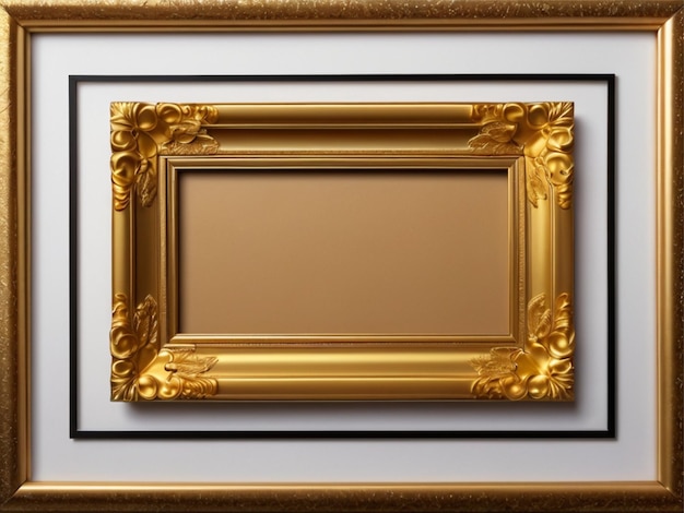 Quadro fotográfico retângulo decorativo dourado