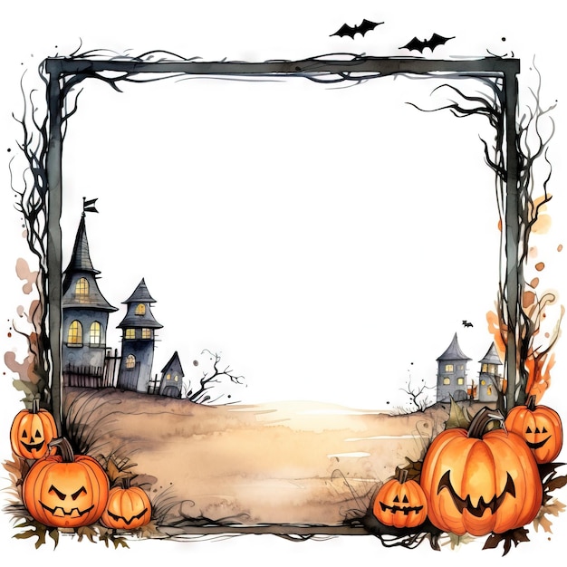 Quadro livre de halloween quadro de madeira para texto halloween retro halloween tabuleiro Ai gerado alta resolução Halloween ilustração em fundo branco