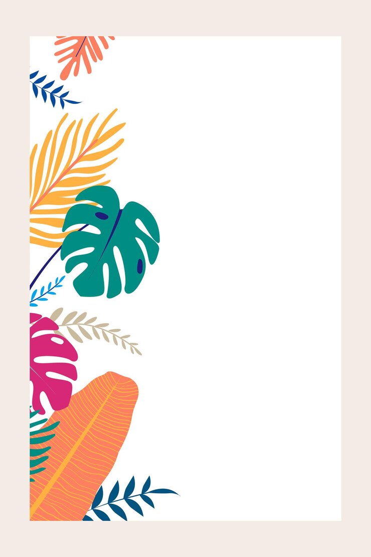 Foto quadro png botânico de verão com folhas tropicais de fundo transparente