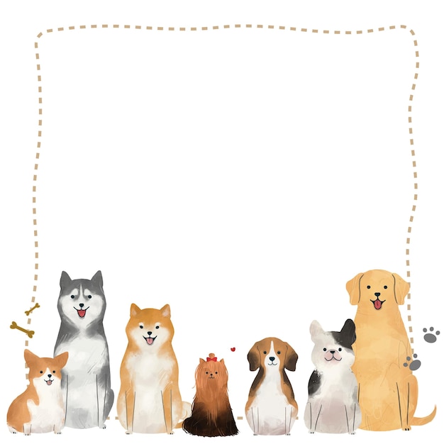 Quadro Png com cães e gatos bonitos em fundo transparente