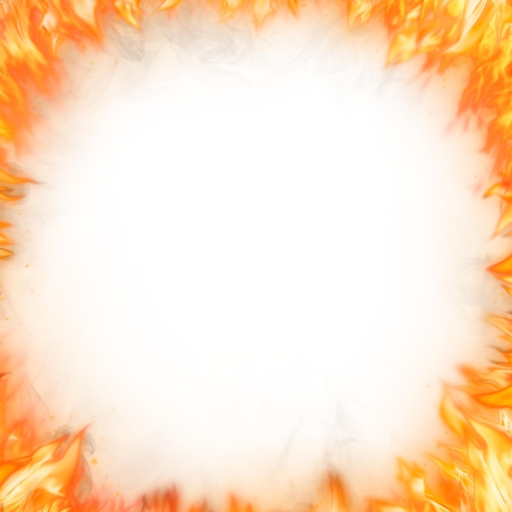 Foto quadro png de chama laranja imagem transparente de fogo realista